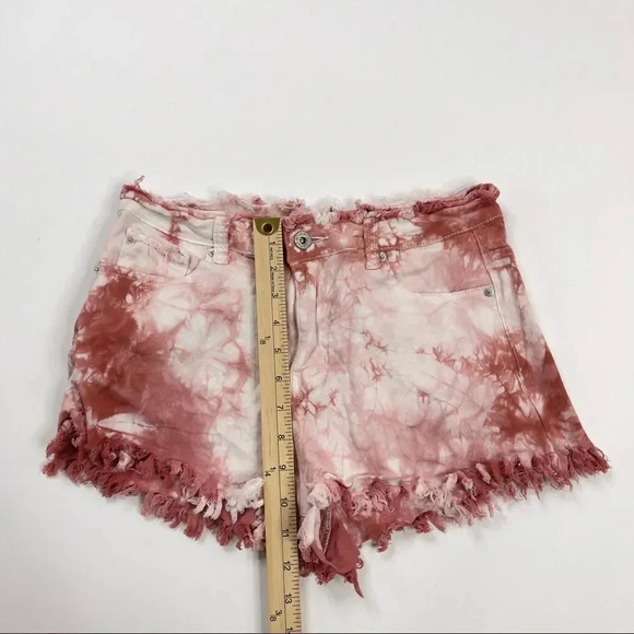 POL Tie Dye Cutoff Jean Maroon Shorts - Picture 10 of 10